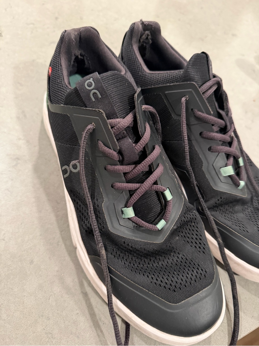 On Running Men's Black Athletic Sneakers with Mint Accents